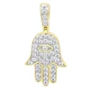 Small 10K Yellow Gold Hamsa Diamond Pendant 0.3ct Hand Of God Amulet By LUXURMAN -Outlet Bijou Lush Store jewelry small 14k gold hamsa diamond pendant 03ct hand of god amulet by luxurman mainye