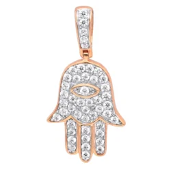 Small 10K Yellow Gold Hamsa Diamond Pendant 0.3ct Hand Of God Amulet By LUXURMAN -Outlet Bijou Lush Store jewelry small 14k gold hamsa diamond pendant 03ct hand of god amulet by luxurman ro