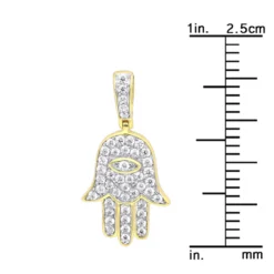 Small 10K Yellow Gold Hamsa Diamond Pendant 0.3ct Hand Of God Amulet By LUXURMAN -Outlet Bijou Lush Store jewelry small 14k gold hamsa diamond pendant 03ct hand of god amulet by luxurman rulerye