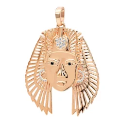 10K Yellow Gold Egyptian Black & White Diamonds Pendant For Men & Women 0.4Ct -Outlet Bijou Lush Store jewelry solid 10k gold egyptian black white diamonds pendant for men women 04ct 001262 ro