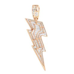 10K Yellow Gold Genuine Diamond Lighting Bolt Pendant Emoji Charm 1Ct 1.5in -Outlet Bijou Lush Store jewelry solid 10k gold genuine diamond lighting bolt pendant emoji charm 1ct 15in backro