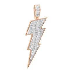 10K Yellow Gold Genuine Diamond Lighting Bolt Pendant Emoji Charm 1Ct 1.5in -Outlet Bijou Lush Store jewelry solid 10k gold genuine diamond lighting bolt pendant emoji charm 1ct 15in ro