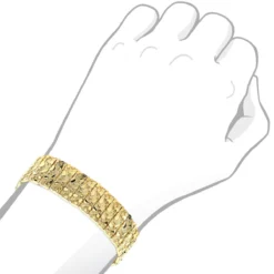 Solid 10K Yellow Gold Nugget Style Bracelet For Men 20mm -Outlet Bijou Lush Store jewelry solid 14k white rose or yellow gold nugget style bracelet for men 20mm bodye