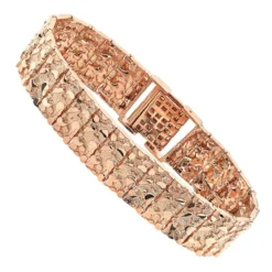 Solid 10K Yellow Gold Nugget Style Bracelet For Men 20mm -Outlet Bijou Lush Store jewelry solid 14k white rose or yellow gold nugget style bracelet for men 20mm ro