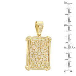 Unique 10K Yellow Gold Diamond Dog Tag Pendant For Men 3D Flower Setting 3.25Ct -Outlet Bijou Lush Store jewelry unique 10k gold diamond dog tag pendant for men 3d flower setting 325ct rulerye