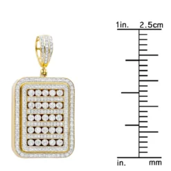 Unique 1.75 Carat Small Diamond 14K Yellow Gold Iced Out Dog Tag Pendant 1 Inch -Outlet Bijou Lush Store jewelry unique 175 carat small diamond 14k gold iced out dog tag pendant 1 inch 803177 rulerye