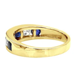 Unique Ring 14K White Gold Diamonds & Sapphires Wedding Band For Men & Women -Outlet Bijou Lush Store jewelry unique anniversary rings 14k gold diamonds sapphires wedding band for men backye
