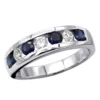 Unique Ring 14K White Gold Diamonds & Sapphires Wedding Band For Men & Women -Outlet Bijou Lush Store jewelry unique anniversary rings 14k gold diamonds sapphires wedding band for men mainwh