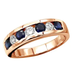 Unique Ring 14K White Gold Diamonds & Sapphires Wedding Band For Men & Women -Outlet Bijou Lush Store jewelry unique anniversary rings 14k gold diamonds sapphires wedding band for men ro