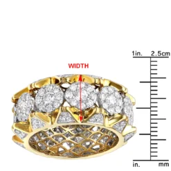 3 Carat Diamond Eternity Band 10K Yellow Gold For Men -Outlet Bijou Lush Store jewelry unique mens diamond rings 3 carat diamond eternity band in 10k gold rulerye