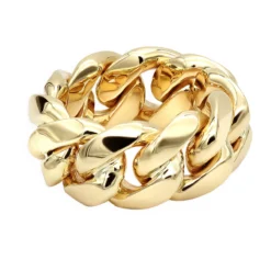 Unique Solid 14K Yellow Gold Cuban Link Chain Ring For Men -Outlet Bijou Lush Store jewelry unique mens solid gold rings 14k gold cuban link chain ring backye