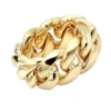 Unique Solid 14K Yellow Gold Cuban Link Chain Ring For Men