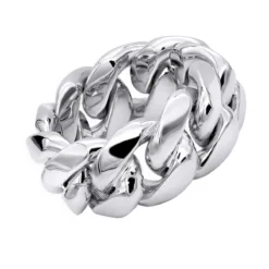 Unique Solid 14K Yellow Gold Cuban Link Chain Ring For Men -Outlet Bijou Lush Store jewelry unique mens solid gold rings 14k gold cuban link chain ring wh