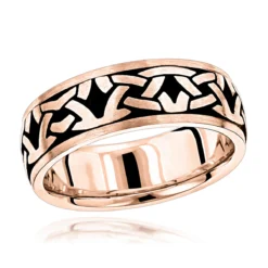 Unique Solid 14K White Gold Black Enamel Ornament Wedding Band For Men By Luxurman -Outlet Bijou Lush Store jewelry unique solid 14k gold black enamel ornament wedding band for men by luxurman ro