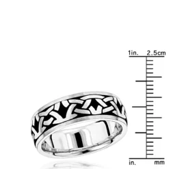 Unique Solid 14K White Gold Black Enamel Ornament Wedding Band For Men By Luxurman -Outlet Bijou Lush Store jewelry unique solid 14k gold black enamel ornament wedding band for men by luxurman rulerwh