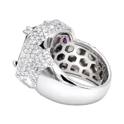 Unique Vintage Style Amethyst And Diamonds Ring 5 Carats 14K White Gold -Outlet Bijou Lush Store jewelry unique vintage style amethyst and diamonds ring 5 carats in 14k gold backwh