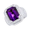 Unique Vintage Style Amethyst And Diamonds Ring 5 Carats 14K White Gold -Outlet Bijou Lush Store jewelry unique vintage style amethyst and diamonds ring 5 carats in 14k gold mainwh