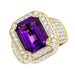 Outlet Bijou Lush Store -Outlet Bijou Lush Store jewelry unique vintage style amethyst and diamonds ring 5 carats in 14k gold ye