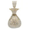Joe Rodeo Hip Hop 14K Yellow Gold Diamond Money Bag Pendant For Men 13ct