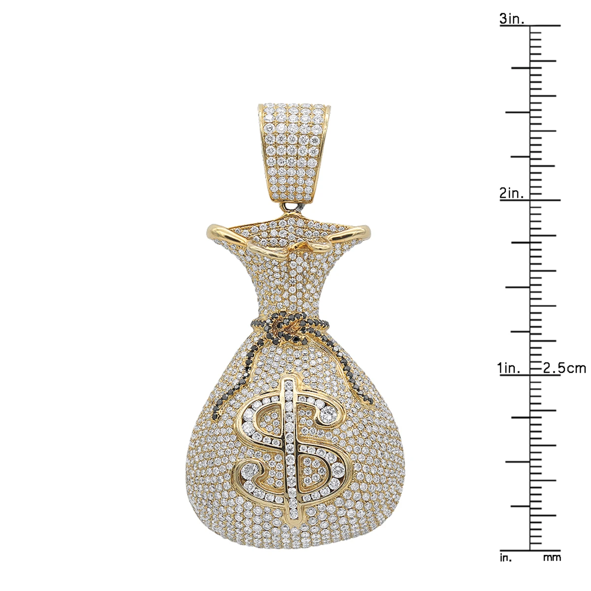 Joe Rodeo Hip Hop 14K Yellow Gold Diamond Money Bag Pendant For Men 13ct 10 Joe Rodeo Hip Hop 14K Yellow Gold Diamond Money Bag Pendant For Men 13ct - Image 8