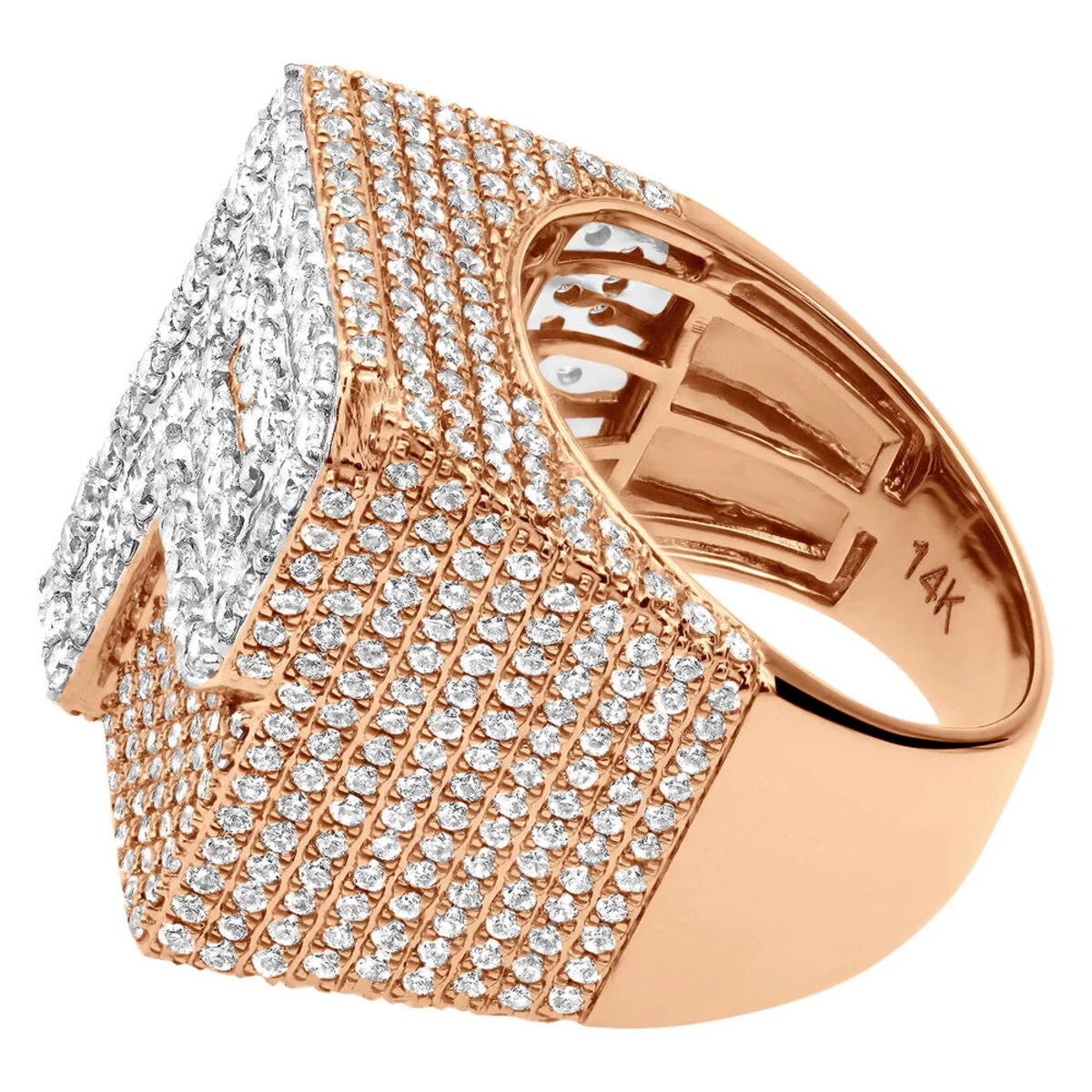 Custom Initial Diamond Ring For Men 14K Yellow Gold 6 Carat 8 Custom Initial Diamond Ring For Men 14K Yellow Gold 6 Carat - Image 6