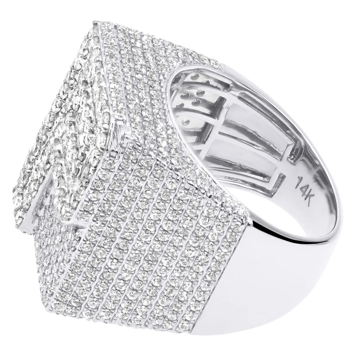 Custom Initial Diamond Ring For Men 14K Yellow Gold 6 Carat 6 Custom Initial Diamond Ring For Men 14K Yellow Gold 6 Carat - Image 4