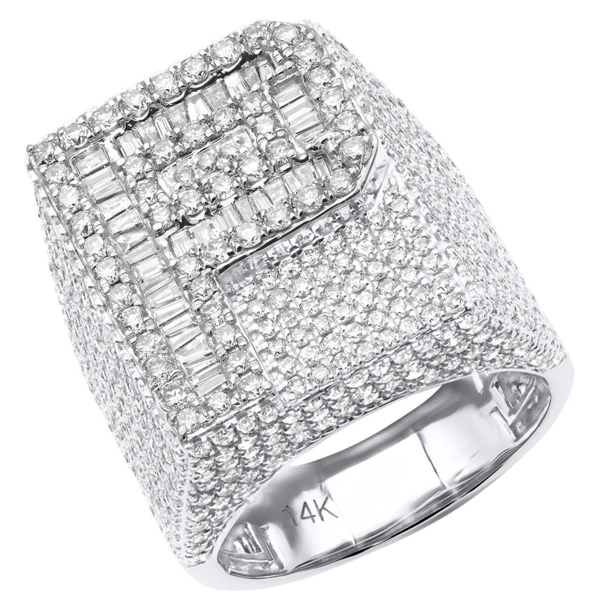 Custom Initial Diamond Ring For Men 14K Yellow Gold 6 Carat 4 Custom Initial Diamond Ring For Men 14K Yellow Gold 6 Carat - Image 2