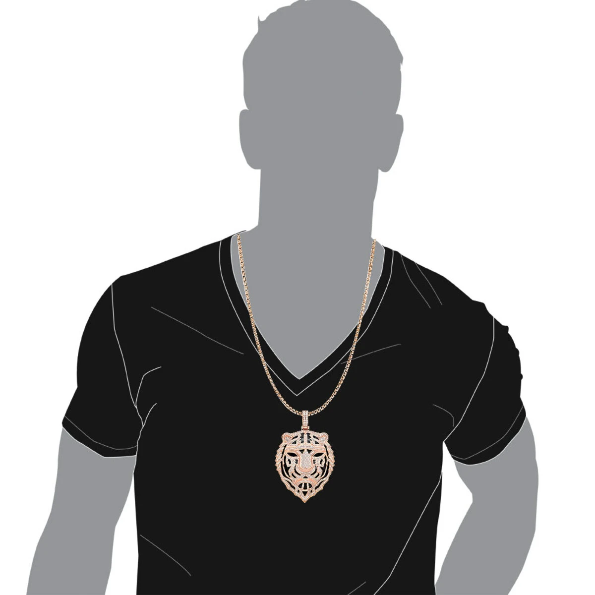 Large 14K Yellow Gold Men's Diamond Tiger Pendant With Black Enamel 10 Carats 11 Large 14K Yellow Gold Men's Diamond Tiger Pendant With Black Enamel 10 Carats - Image 9