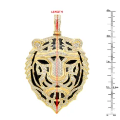 Large 14K Yellow Gold Men's Diamond Tiger Pendant With Black Enamel 10 Carats 24 Large 14K Yellow Gold Men's Diamond Tiger Pendant With Black Enamel 10 Carats -Outlet Bijou Lush Store large 14k gold mens diamond tiger pendant with black enamel 10 carats 000773 rulerye