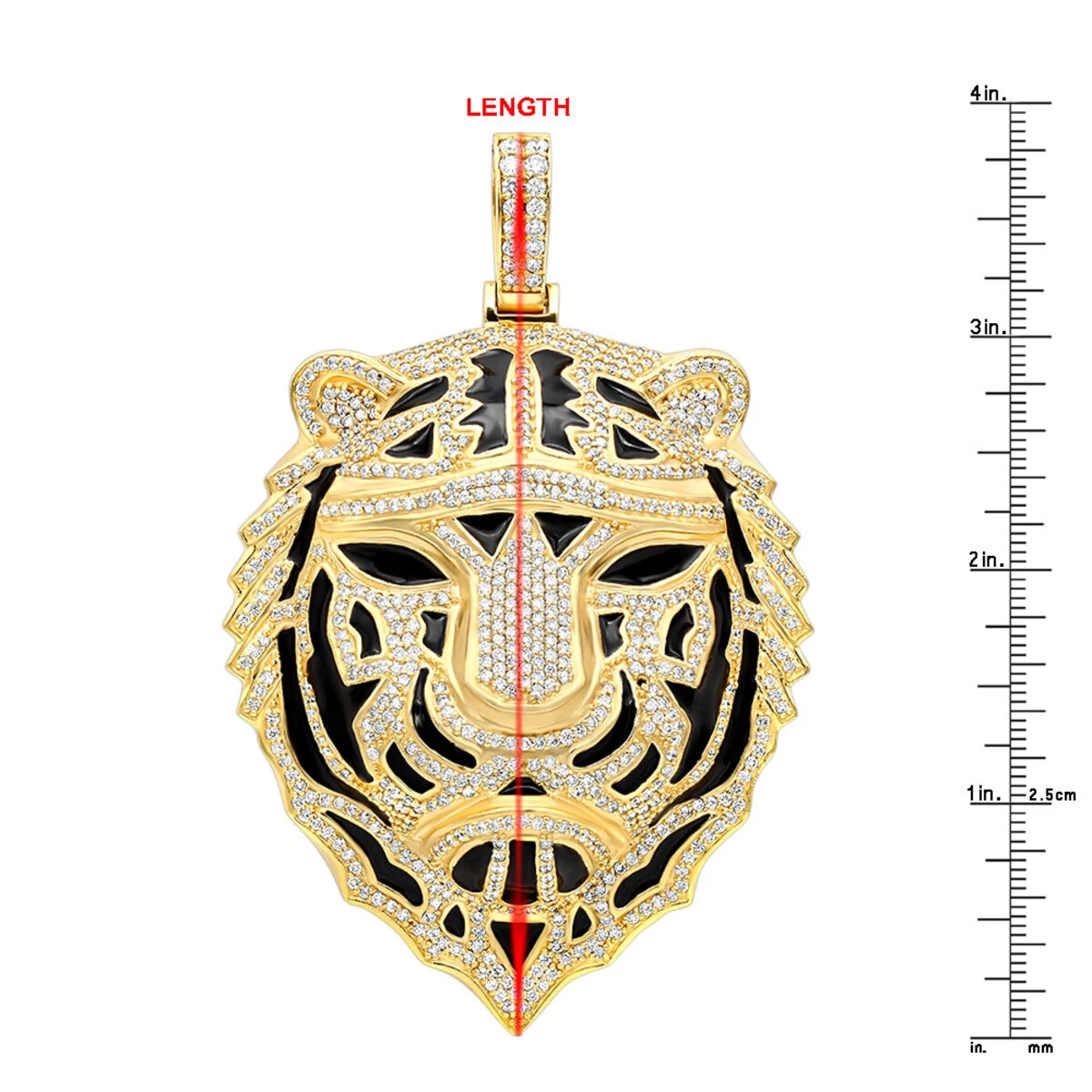 Large 14K Yellow Gold Men's Diamond Tiger Pendant With Black Enamel 10 Carats 13 Large 14K Yellow Gold Men's Diamond Tiger Pendant With Black Enamel 10 Carats - Image 11