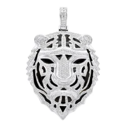 Large 14K Yellow Gold Men's Diamond Tiger Pendant With Black Enamel 10 Carats 15 Large 14K Yellow Gold Men's Diamond Tiger Pendant With Black Enamel 10 Carats -Outlet Bijou Lush Store large 14k gold mens diamond tiger pendant with black enamel 10 carats 000773 wh