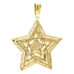 Large 2 Inch Men's Diamond Star Pendant 14K White Gold 5 Carats -Outlet Bijou Lush Store large 2 inch mens diamond star pendant 14k white rose yellow gold 5 carats 803233 back yellow