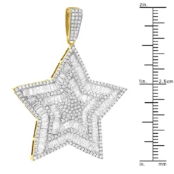 Large 2 Inch Men's Diamond Star Pendant 14K White Gold 5 Carats -Outlet Bijou Lush Store large 2 inch mens diamond star pendant 14k white rose yellow gold 5 carats 803233 ruler yellow