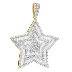 Large 2 Inch Men's Diamond Star Pendant 14K White Gold 5 Carats -Outlet Bijou Lush Store large 2 inch mens diamond star pendant 14k white rose yellow gold 5 carats 803233 yellow