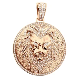 Large 4in Diamond Lion Pendant For Men 14K Yellow Gold Medallion 10 Carats -Outlet Bijou Lush Store large 4in diamond lion pendant for men solid 14k gold medallion 10 carats 100682 ro