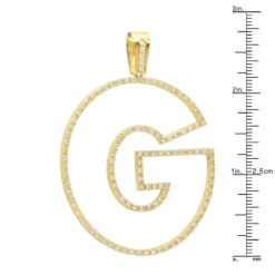 Oversized 10K Yellow Gold Custom Made Diamond Initial Letter Pendant For Men 2 Carat -Outlet Bijou Lush Store large custom made diamond letter initial pendant for men 10k gold 2 carats 000920 ruler yellow