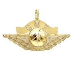 Large Custom Made Men's Diamond Basketball Pendant W Initials Solid 10K Yellow Gold