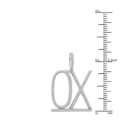 Large Customizable Diamond Initials Pendant For Men & Women 10K White Gold -Outlet Bijou Lush Store large customizable diamond initials pendant for men women solid 10k gold 000900 ruler white