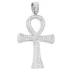 Large Diamond Ankh Cross Pendant For Men 14K White Gold 2.5 Inches 7 Carats -Outlet Bijou Lush Store large diamond ankh cross pendant for men 14k gold 25 inches 7 carats 804091 white