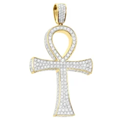 Large Diamond Ankh Cross Pendant For Men 14K White Gold 2.5 Inches 7 Carats 11 Large Diamond Ankh Cross Pendant For Men 14K White Gold 2.5 Inches 7 Carats -Outlet Bijou Lush Store large diamond ankh cross pendant for men 14k gold 25 inches 7 carats 804091 yellow