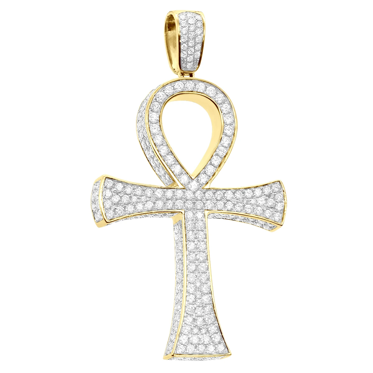 Large Diamond Ankh Cross Pendant For Men 14K White Gold 2.5 Inches 7 Carats 4 Large Diamond Ankh Cross Pendant For Men 14K White Gold 2.5 Inches 7 Carats - Image 2