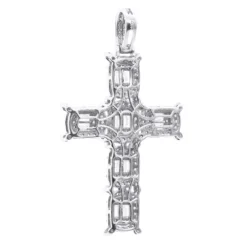 Large Diamond Cross Pendant For Men 14K White Gold Baguette Round Diamonds 3 Carat -Outlet Bijou Lush Store large diamond cross pendant for men 14k gold baguette round diamonds 3 carat 803237 backwh