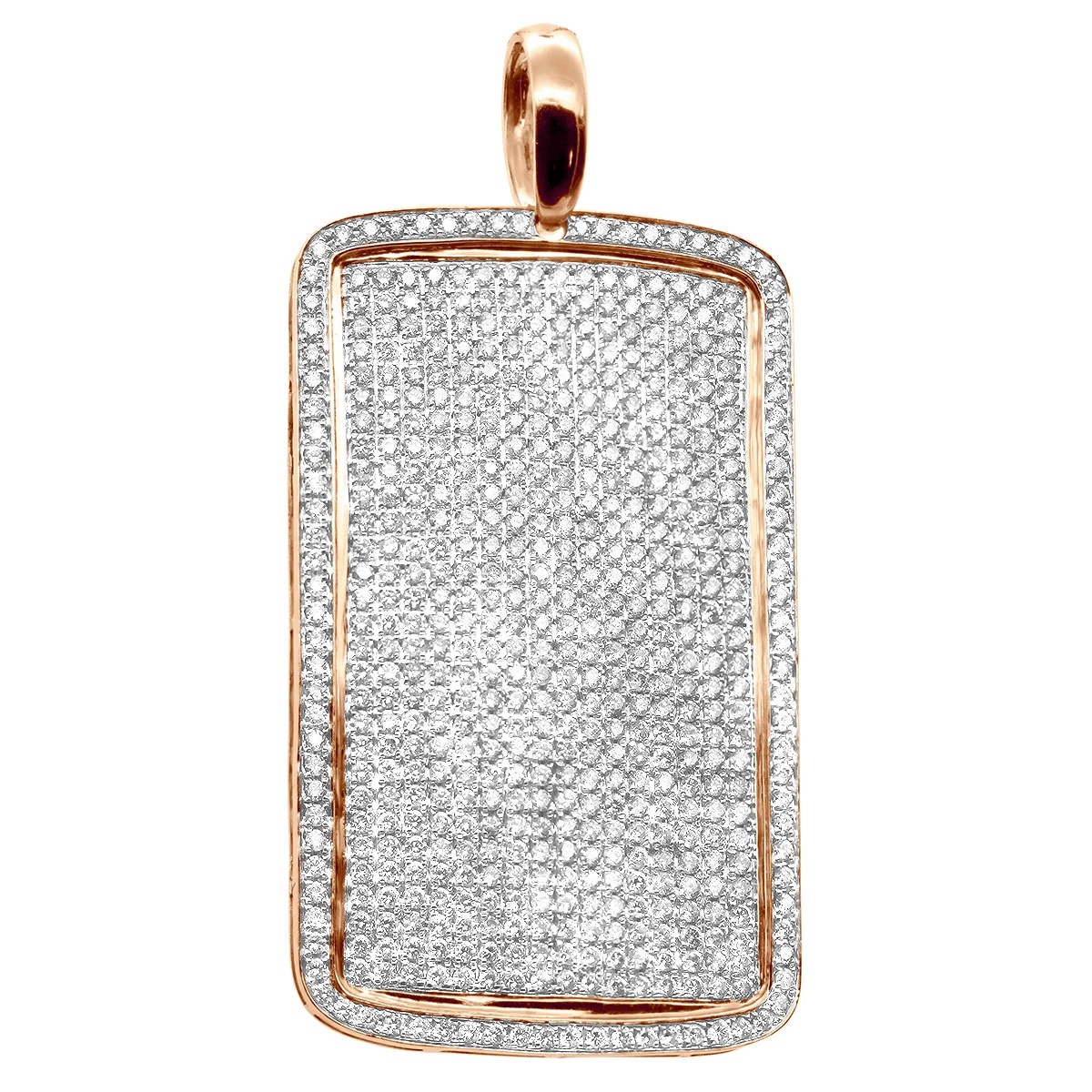 Large Diamond Dog Tag Pendant 14K White Gold Fully Iced Out Design 10.5ct 5 Large Diamond Dog Tag Pendant 14K White Gold Fully Iced Out Design 10.5ct - Image 3