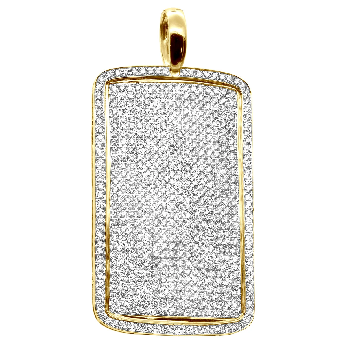 Large Diamond Dog Tag Pendant 14K White Gold Fully Iced Out Design 10.5ct 4 Large Diamond Dog Tag Pendant 14K White Gold Fully Iced Out Design 10.5ct - Image 2