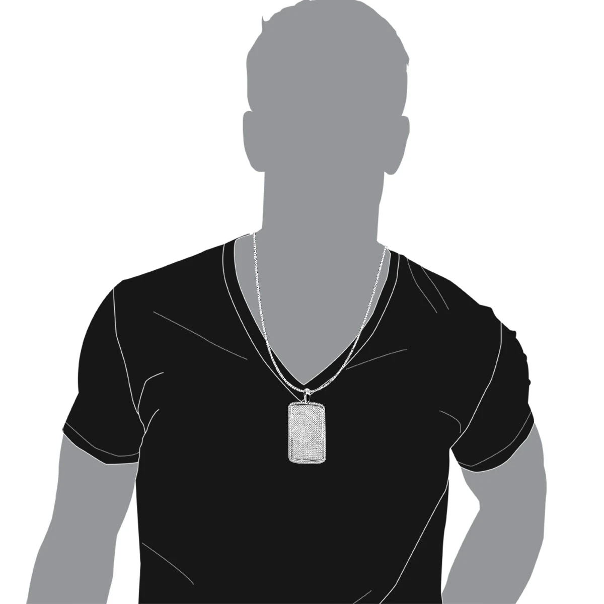 Large Diamond Dog Tag Pendant 14K White Gold Fully Iced Out Design 10.5ct 9 Large Diamond Dog Tag Pendant 14K White Gold Fully Iced Out Design 10.5ct - Image 7