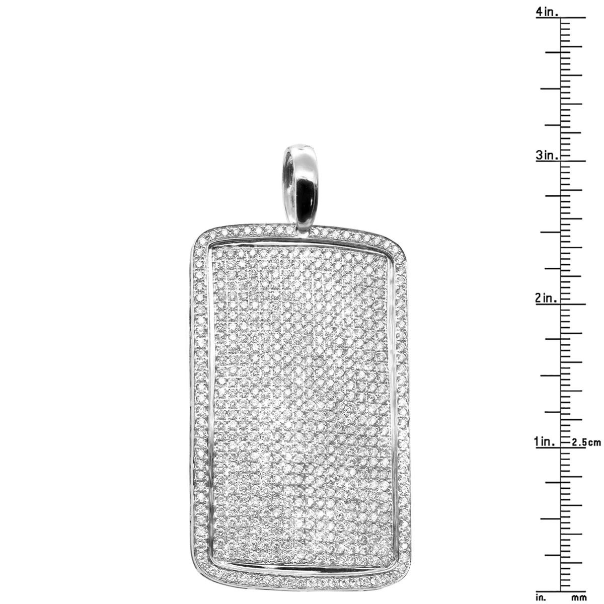 Large Diamond Dog Tag Pendant 14K White Gold Fully Iced Out Design 10.5ct 10 Large Diamond Dog Tag Pendant 14K White Gold Fully Iced Out Design 10.5ct - Image 8