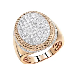 Large Diamond Ring For Men 10K Yellow Gold 1.75ct By Luxurman -Outlet Bijou Lush Store large diamond ring for men 10k gold 175ct by luxurman ro