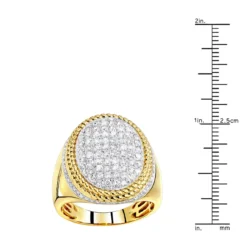 Large Diamond Ring For Men 10K Yellow Gold 1.75ct By Luxurman -Outlet Bijou Lush Store large diamond ring for men 10k gold 175ct by luxurman rulerye