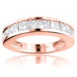 Large Princess Cut Diamond Wedding Band 2.5ct 14K White Gold -Outlet Bijou Lush Store large princess cut diamond wedding band 25ct 14k gold ro