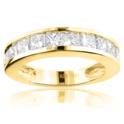 Large Princess Cut Diamond Wedding Band 2.5ct 14K White Gold -Outlet Bijou Lush Store large princess cut diamond wedding band 25ct 14k gold ye